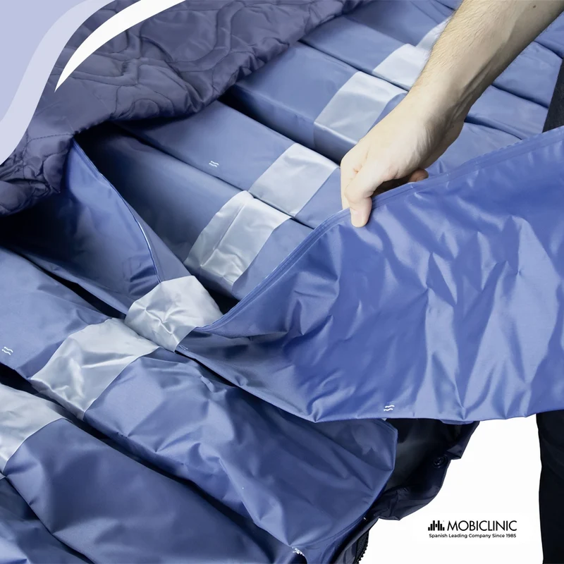 Anti-Dekubitus Luftmatratze | mit Kompressor | Diverse Breiten | TPU Nylon | Blau | Mobi 3 | Mobiclinic