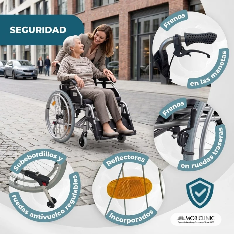Rollstuhl | Verstellbarer Rahmen | Schnellverschluss | Kippsicherung | Luftreifen | Aluminium | Trevi | Mobiclinic