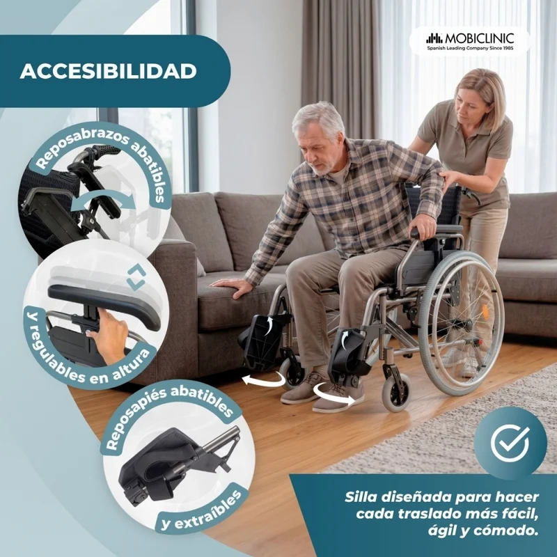 Rollstuhl | Verstellbarer Rahmen | Schnellverschluss | Kippsicherung | Luftreifen | Aluminium | Trevi | Mobiclinic
