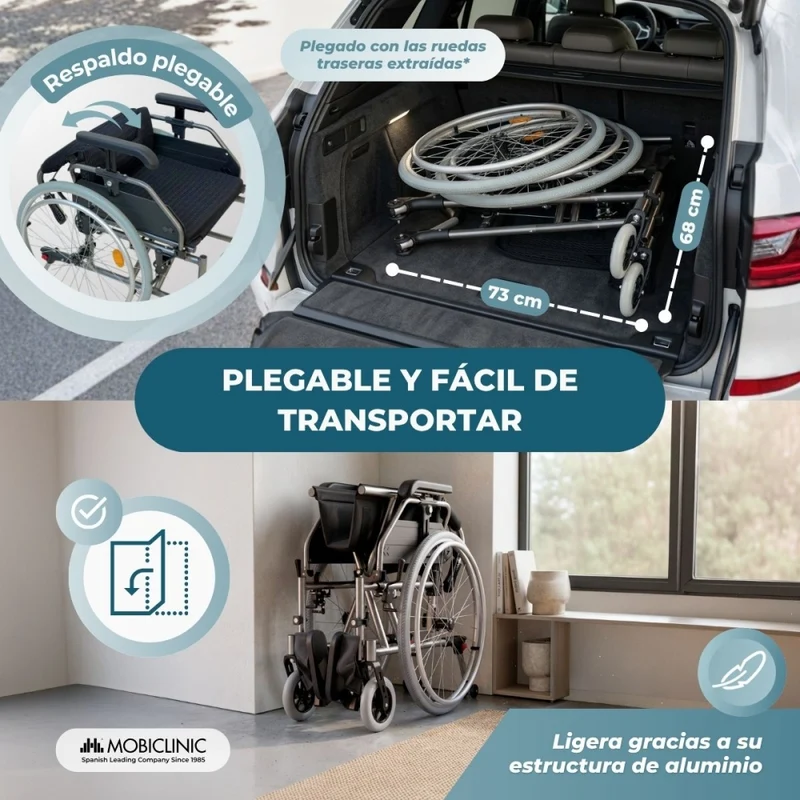 Rollstuhl | Verstellbarer Rahmen | Schnellverschluss | Kippsicherung | Luftreifen | Aluminium | Trevi | Mobiclinic