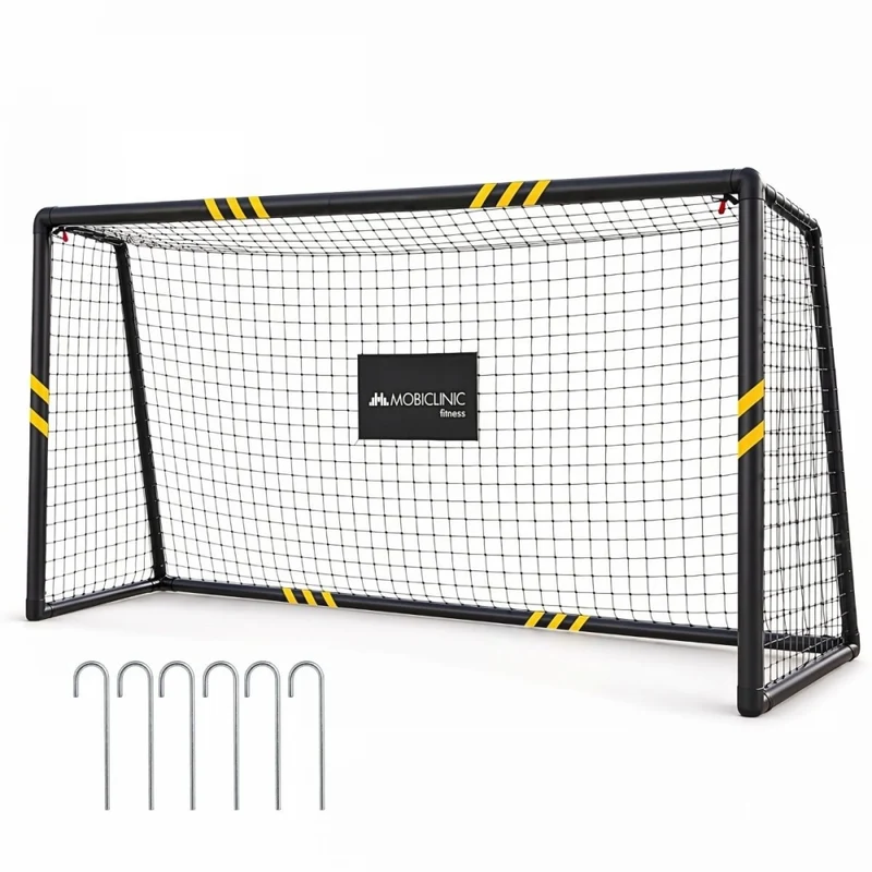 Fußballtor | 240 x 160 x 85 cm | Netz mit Spannseil | Gepolsterter Schutz | Stahl | Benji | Mobiclinic