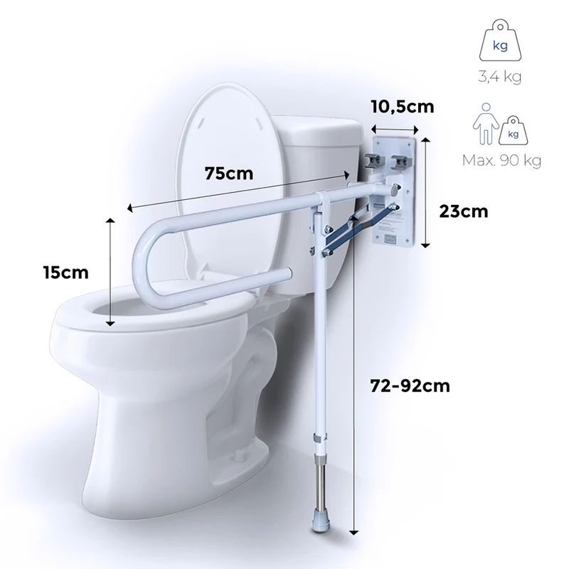 Stützklappgriff | Aufstehhilfe Toilette | Höhenverstellbar | Mobiclinic