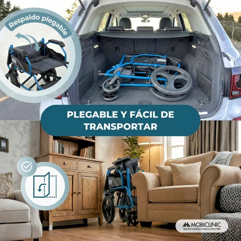 Faltbarer Rollstuhl | Manuell | Stahl | Klappbare Fußstützen | Doppelbremsen | Gepolsterter Sitz | Faraón | Mobiclinic