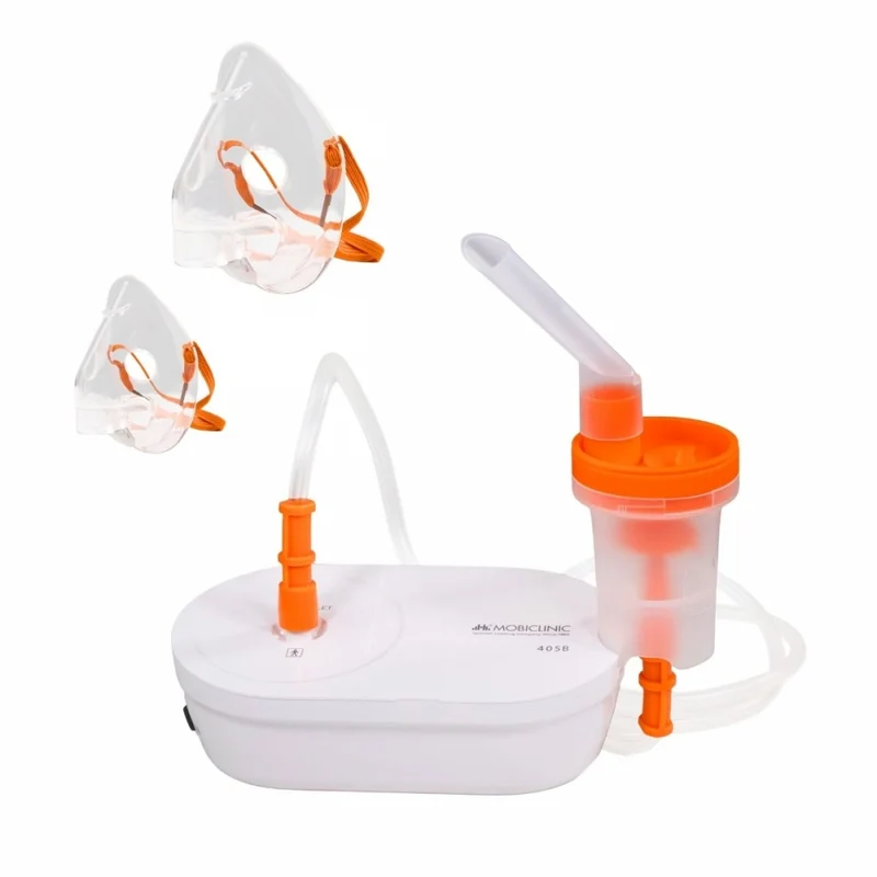 Druckluftvernebler | 2 Masken + Mundstück | Leise | USB | Tragbar und leicht | Nebumobi2 | Mobiclinic