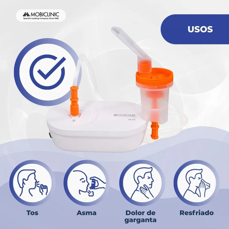 Druckluftvernebler | 2 Masken + Mundstück | Leise | USB | Tragbar und leicht | Nebumobi2 | Mobiclinic