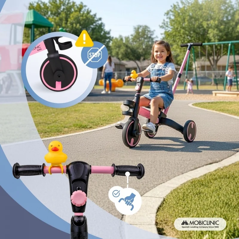 5-in-1 Dreirad | Umbaubar | Verstellbar | Max. 25 kg | Leichtgewicht | 1,5–5 Jahre | Rosa | Chase | Mobiclinic