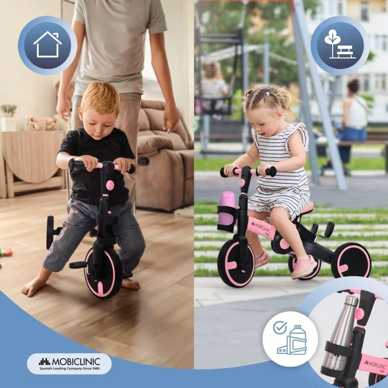 5-in-1 Dreirad | Umbaubar | Verstellbar | Max. 25 kg | Leichtgewicht | 1,5–5 Jahre | Rosa | Chase | Mobiclinic