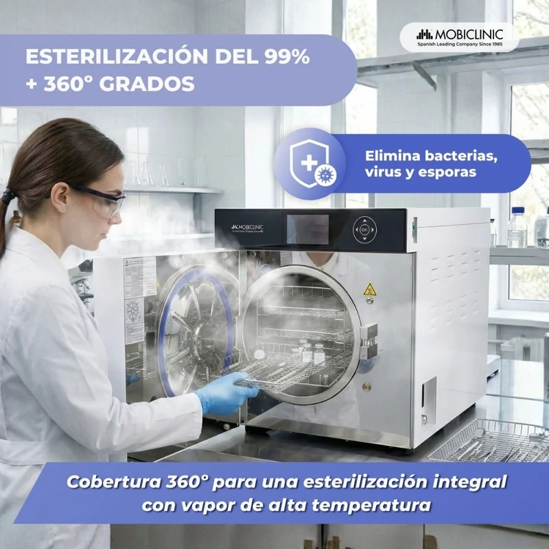 Autoklav Klasse B 17l | 360°-Sterilisation mit 99% | LCD-Display | USB-, SD- und Druckeranschluss | Mobiclave Plus | Mobiclinic