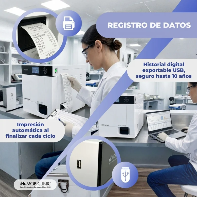 Autoklav Klasse B 17l | 360°-Sterilisation mit 99% | LCD-Display | USB-, SD- und Druckeranschluss | Mobiclave Plus | Mobiclinic