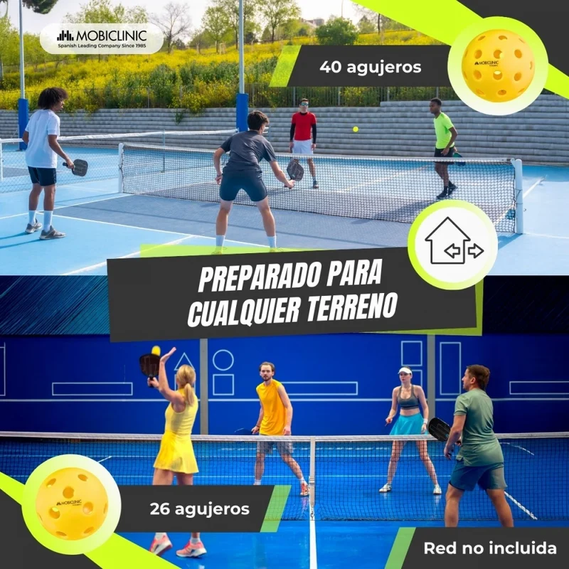 Pickleball-Set | 2 Fiberglasschläger | 4 Bälle | Tragetasche | Rutschfester Griff | Mobiall | Mobiclinic