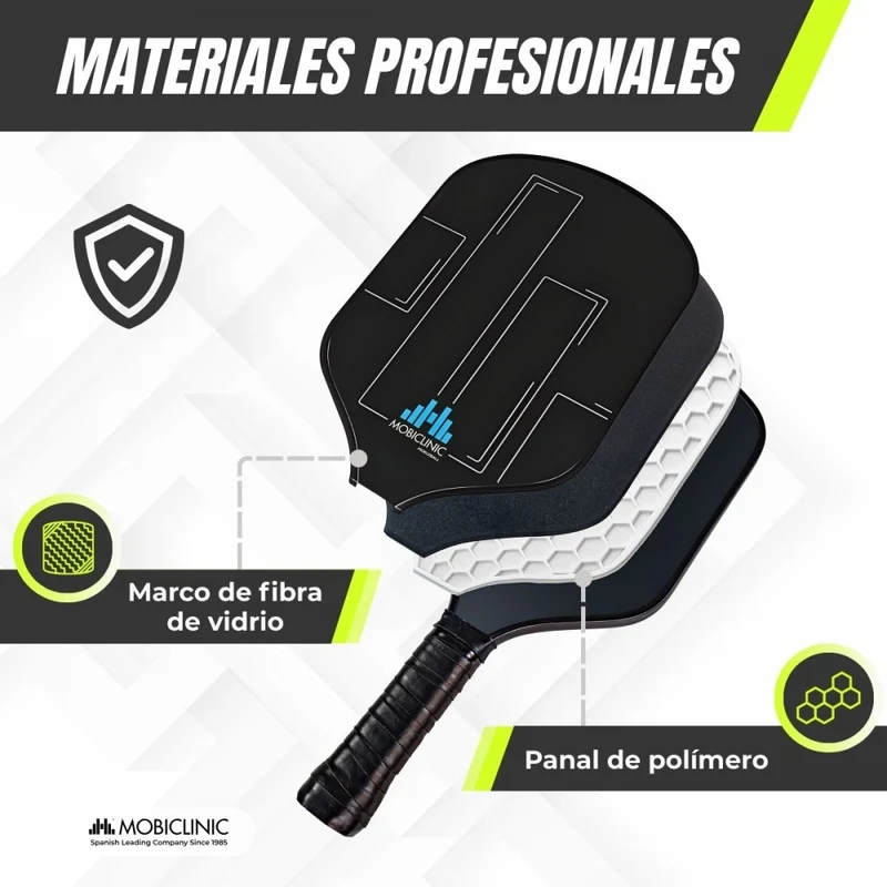 Pickleball-Set | 4 Fiberglasschläger | 4 Bälle | Tragetasche | Rutschfester Griff | Mobiall | Mobiclinic