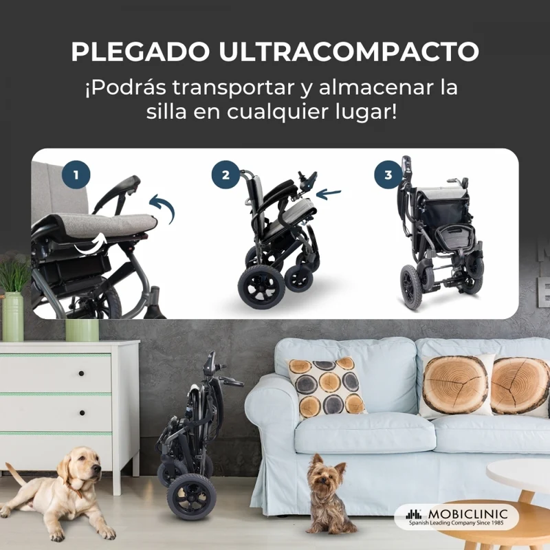 Elektrorollstuhl | Faltbar | Aluminium | Dualmodus | 20 km Reichweite | Bis zu 100 kg | Verona | Mobiclinic