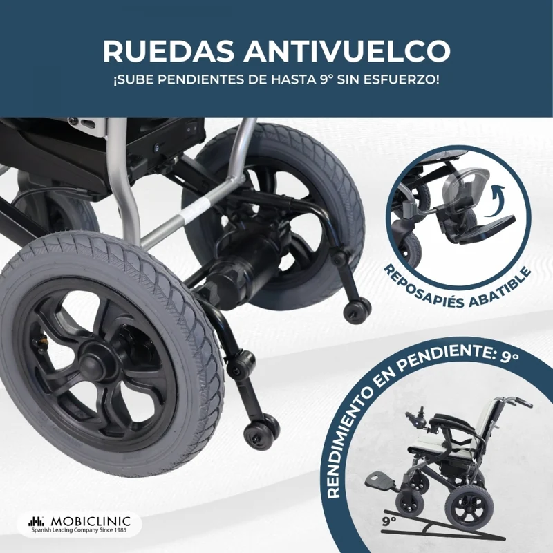 Elektrorollstuhl | Faltbar | Aluminium | Dualmodus | 20 km Reichweite | Bis zu 100 kg | Verona | Mobiclinic