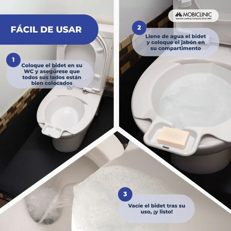 Tragbares Bidet | An der Toilette anbringbar | Klinische und häusliche Anwendung | Bis zu 4L | Stabil | Hana | Mobiclinic