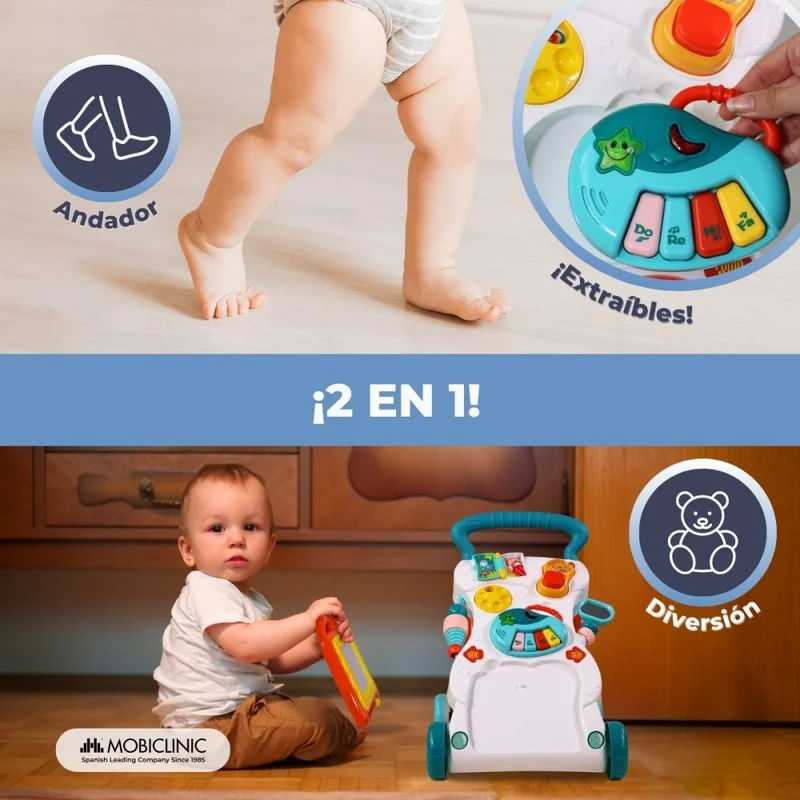 Lauflernwagen | Abnehmbares Spielzeug | Lichter und Musik | Geschwindigkeitsregulierung | +6 Monate | Master| Mobiclinic
