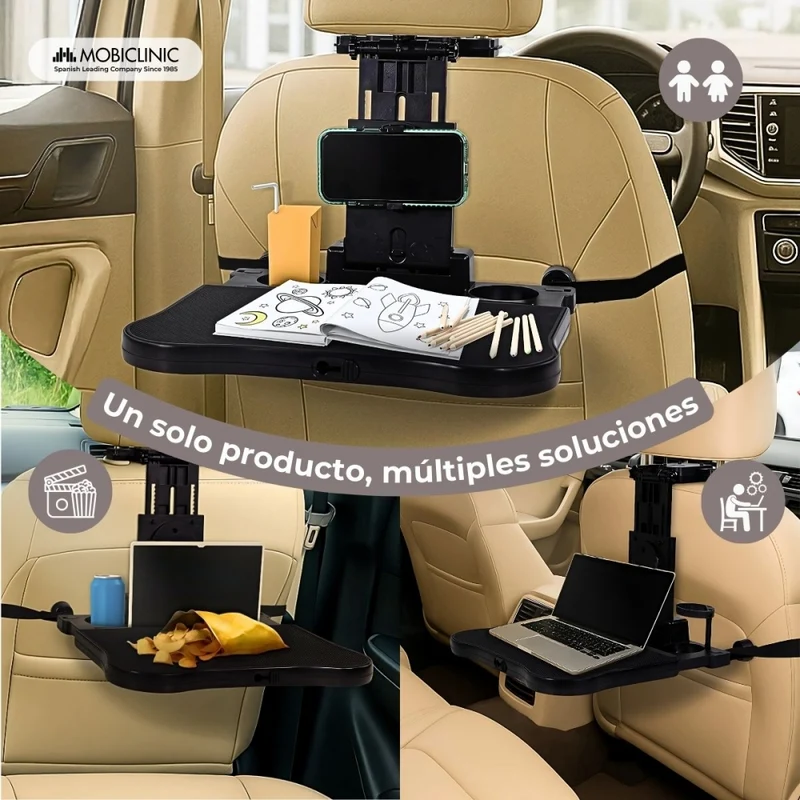 Zusätzliche Autoablage | Verstellbar | Faltbar | Doppeluntersetzer | Handy- und Tablet-Unterstützung | Staycar | Mobiclinic