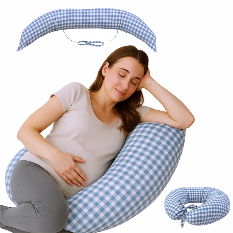 XXL Stillkissen | 3 in 1 | Mehrfach positionierbar | Verstellbare Träger | Maschinenwaschbar | Vichy-Muster | Aura | Mobiclinic