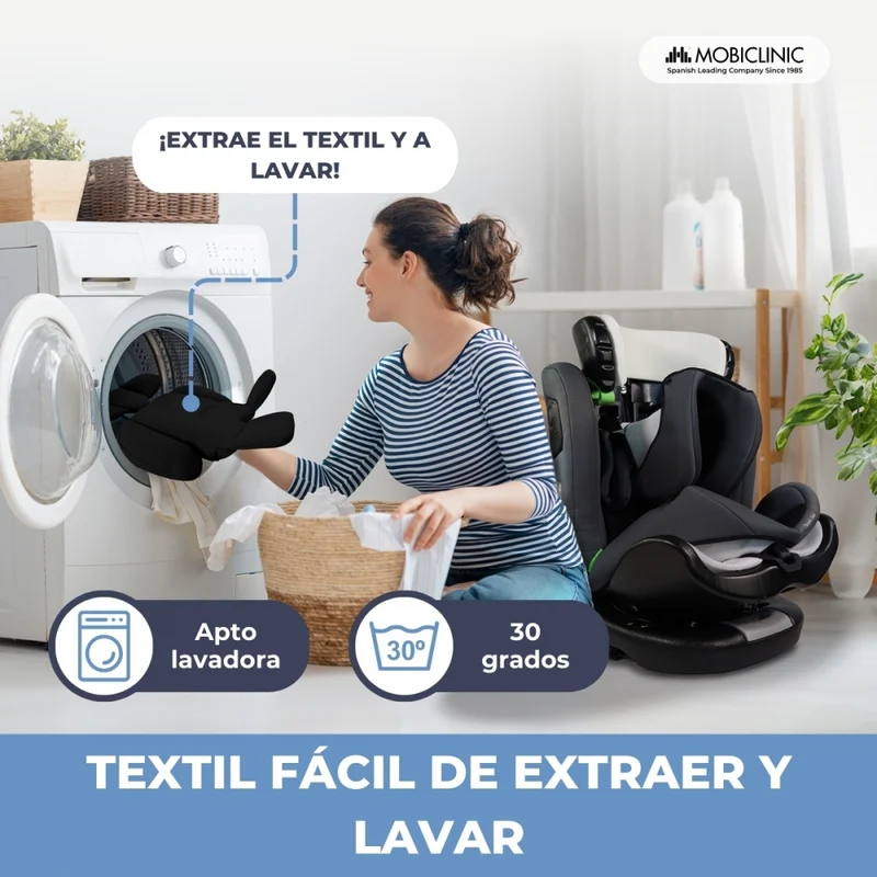 Kindersitz | 360º Drehung | Verstellbare Rückenlehne | 40-150 cm | 0-12 Jahre | Isofix | Top Tether | Pandafix | Mobiclinic