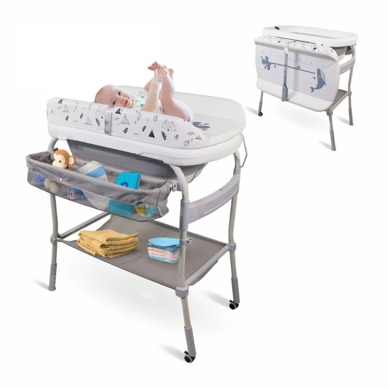 Babywanne|3 in 1|Klappbar|Höhenverstellbar|Räder mit Bremse|Temperaturregelung|Trendy|Mobiclinic
