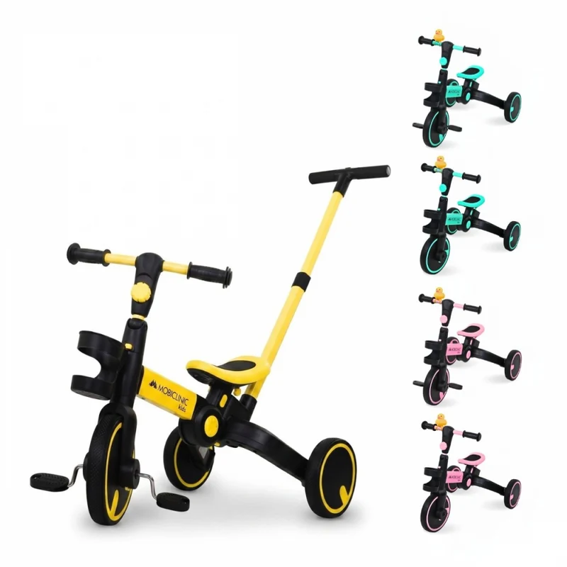5 in 1 Dreirad | Evolutionär | Verstellbarer Sitzlenker | Max 25kg | Leicht | 1 Jahr und 5 Jahre | Gelb | Chase | Mobiclinic