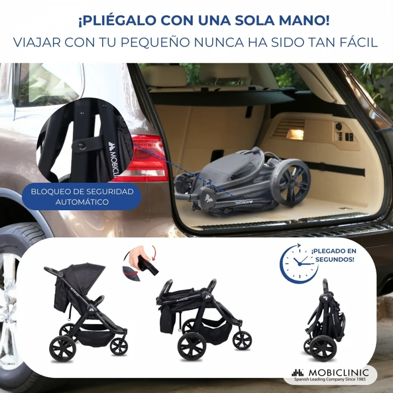 Kinderwagen mit 3 Rädern |Leicht |Geländeräder |5-Punkt-Gurt |Rückentasche |Max. 22kg |Agnes| Mobiclinic