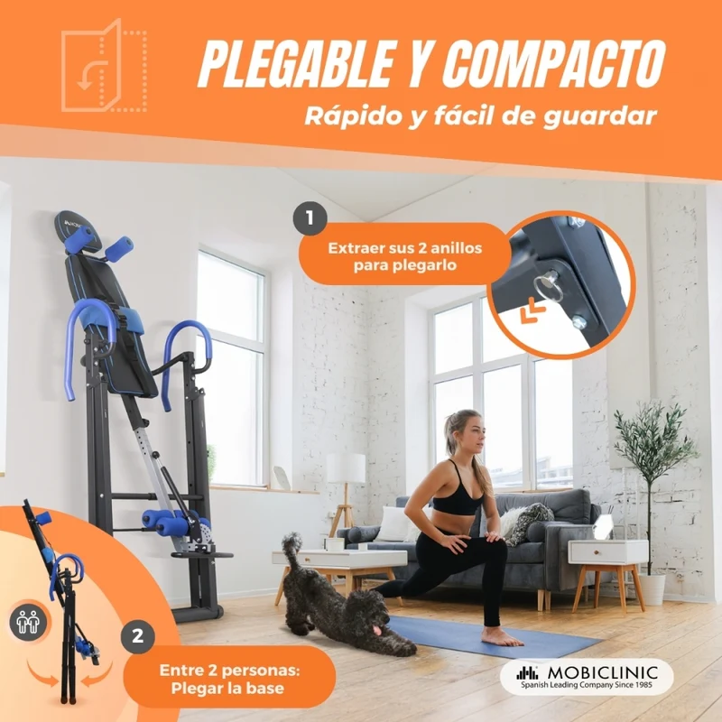 Inversionstisch |Klappbar|Verstellbar 131–190 cm |Max. 150 kg|Neigung 180º| Maximale Sicherheit| Stahl |Flexicare |Mobiclinic