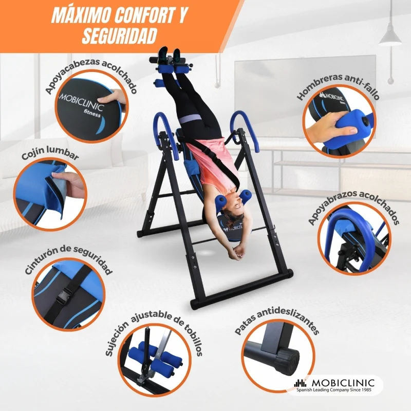 Inversionstisch |Klappbar|Verstellbar 131–190 cm |Max. 150 kg|Neigung 180º| Maximale Sicherheit| Stahl |Flexicare |Mobiclinic