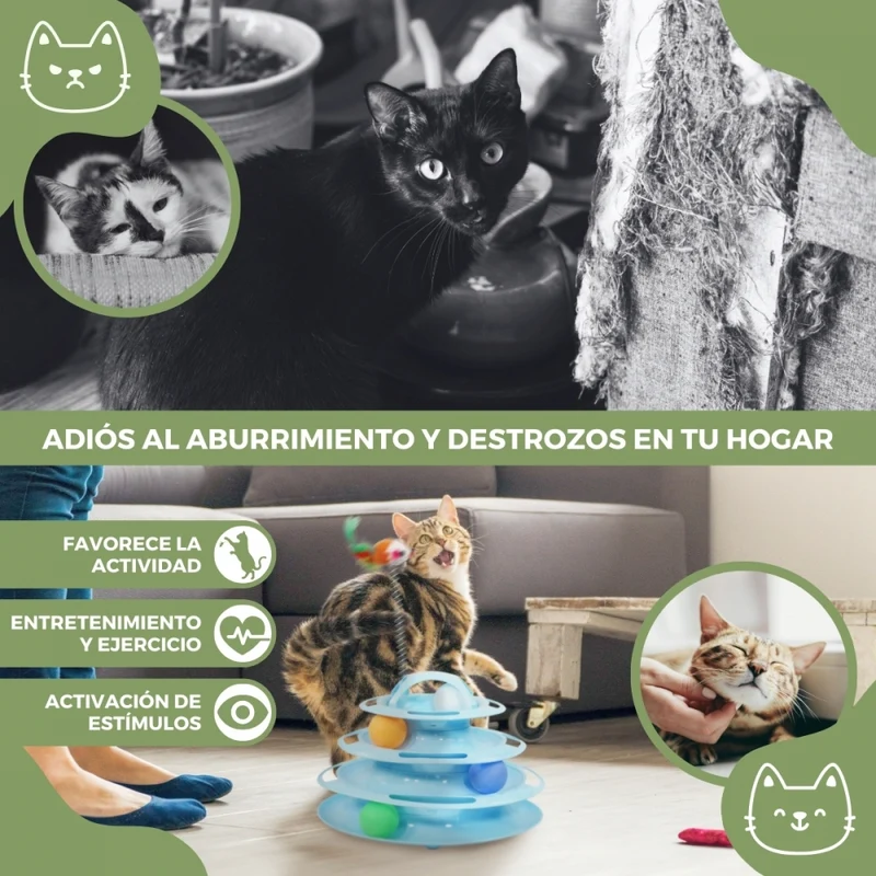 Interaktives Katzenspiel | Sinnesstimulation | Kompakt | Körperliche Aktivität | Turmdesign | Catplay | Mobiclinic