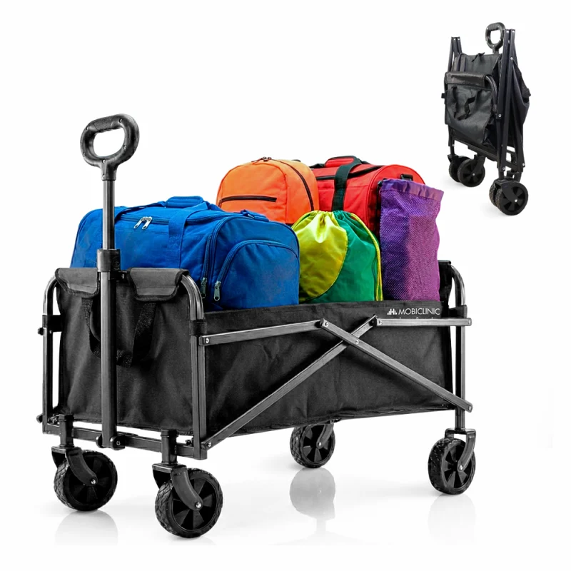 Transportwagen für Strand und Garten | Verstellbarer Griff | 71x47x67cm | Zusammenklappbar | 360º-Räder | Duna Basic| Mobiclinic