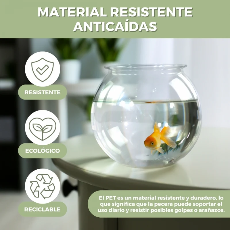 Kleines rundes Aquarium | PET-Öko | 4L | Kleine Fische | Einfache Reinigung | 20x20x17,5 cm | Wassergarten | Nemo | Mobiclinic