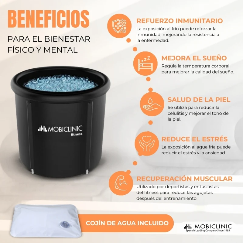 Muskelregenerationsbadewanne | 350L | Mit Deckel | 80x80x70cm | Eis | Heißes Wasser | Aufblasbarer Rand | Artic | Mobiclinic