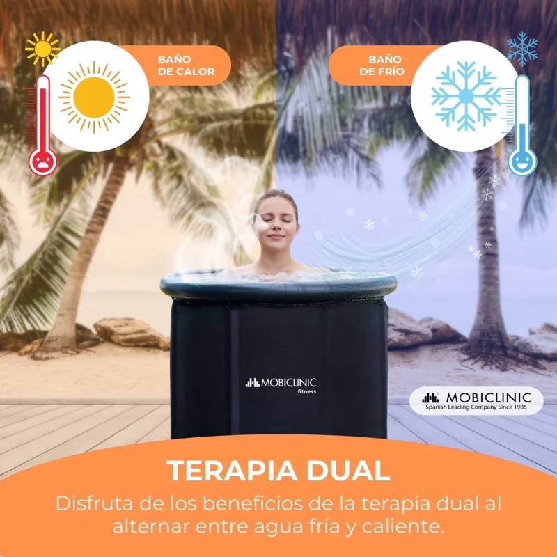 Muskelregenerationsbadewanne | 350L | Mit Deckel | 80x80x70cm | Eis | Heißes Wasser | Aufblasbarer Rand | Artic | Mobiclinic