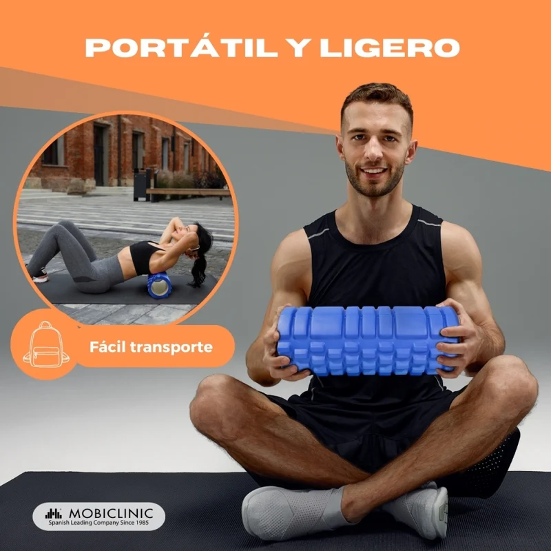 Massagerolle | Schaumgummi | 14 x 33 cm | Vielseitig | Leicht | Verhindert Verletzungen | Orange | FitRoller | Mobiclinic