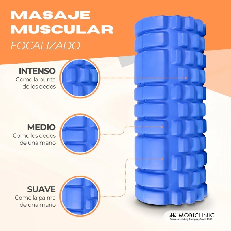 Massagerolle | Schaumgummi | 14 x 33 cm | Vielseitig | Leicht | Verhindert Verletzungen | Orange | FitRoller | Mobiclinic