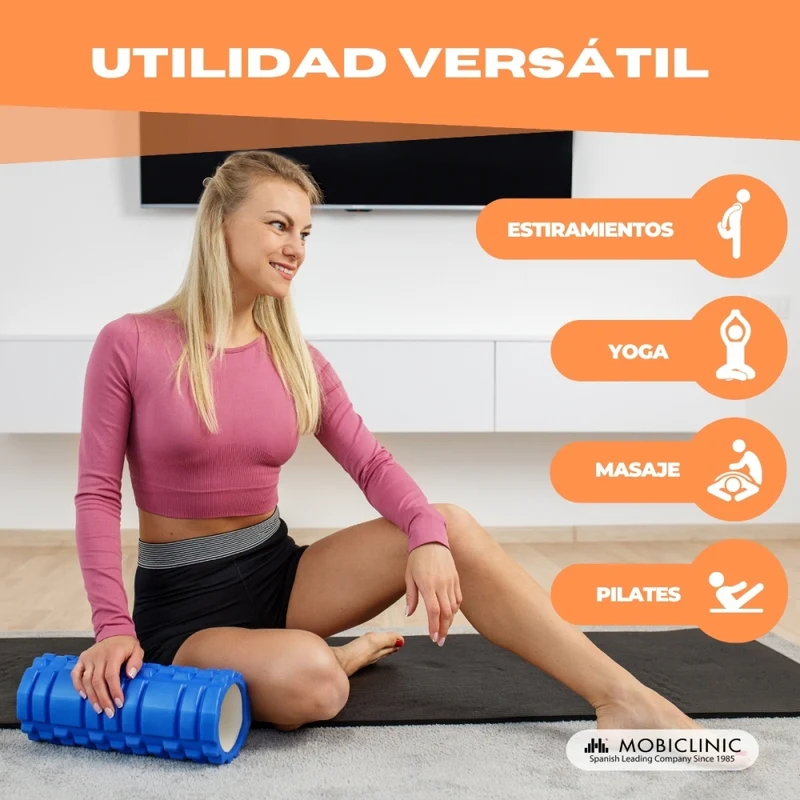 Massagerolle | Schaumgummi | 14 x 33 cm | Vielseitig | Leicht | Verhindert Verletzungen | Orange | FitRoller | Mobiclinic
