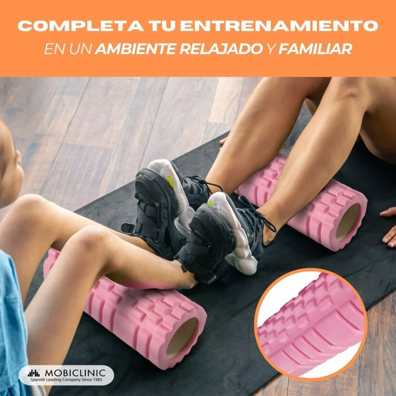 Massagerolle | Schaumgummi | 14 x 33 cm | Vielseitig | Leicht | Verhindert Verletzungen | Orange | FitRoller | Mobiclinic