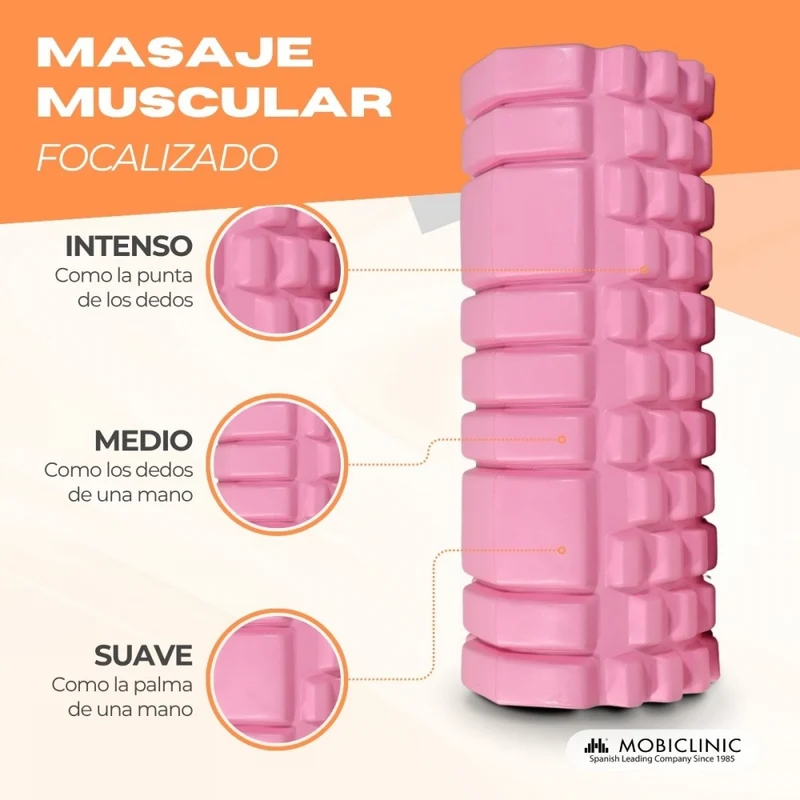 Massagerolle | Schaumgummi | 14 x 33 cm | Vielseitig | Leicht | Verhindert Verletzungen | Orange | FitRoller | Mobiclinic