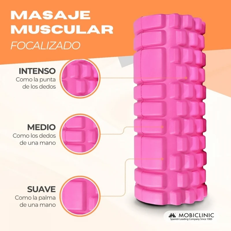 Massagerolle | Schaumgummi | 14 x 33 cm | Vielseitig | Leicht | Verhindert Verletzungen | Orange | FitRoller | Mobiclinic