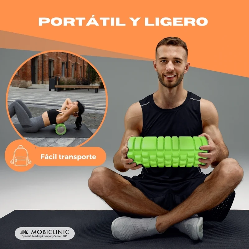 Massagerolle | Schaumgummi | 14 x 33 cm | Vielseitig | Leicht | Verhindert Verletzungen | Orange | FitRoller | Mobiclinic