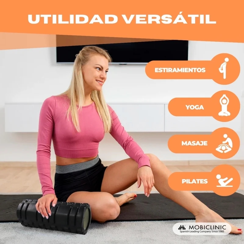 Massagerolle | Schaumgummi | 14 x 33 cm | Vielseitig | Leicht | Verhindert Verletzungen | Orange | FitRoller | Mobiclinic