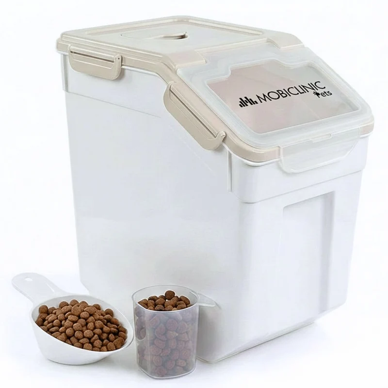 Futterbehälter | 8 Kg – 20 L | Hermetischer Verschluss | Mit Rädern | Inklusive Schaufel und Messgerät | FeedPet | Mobiclinic