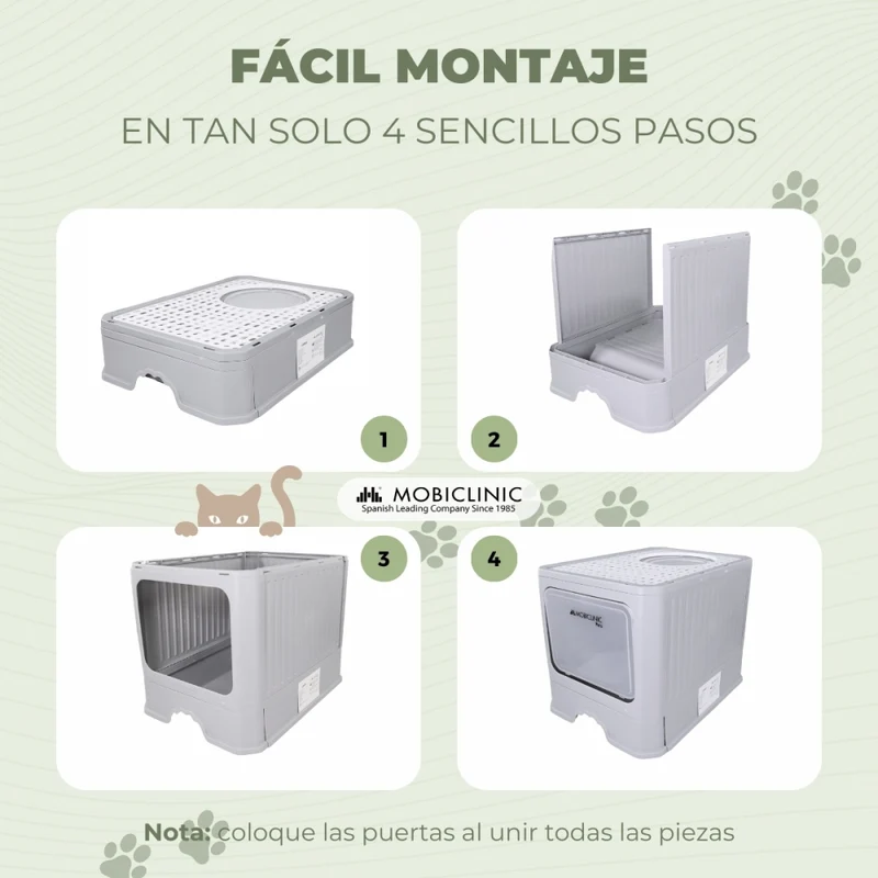 Katzentoilette | Geschlossen | Inklusive Schaufel | Ausziehbare und herausnehmbare Wanne | Stabil | CatBox | Mobiclinic