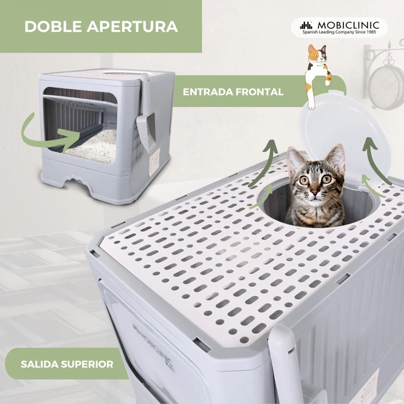 Katzentoilette | Geschlossen | Inklusive Schaufel | Ausziehbare und herausnehmbare Wanne | Stabil | CatBox | Mobiclinic