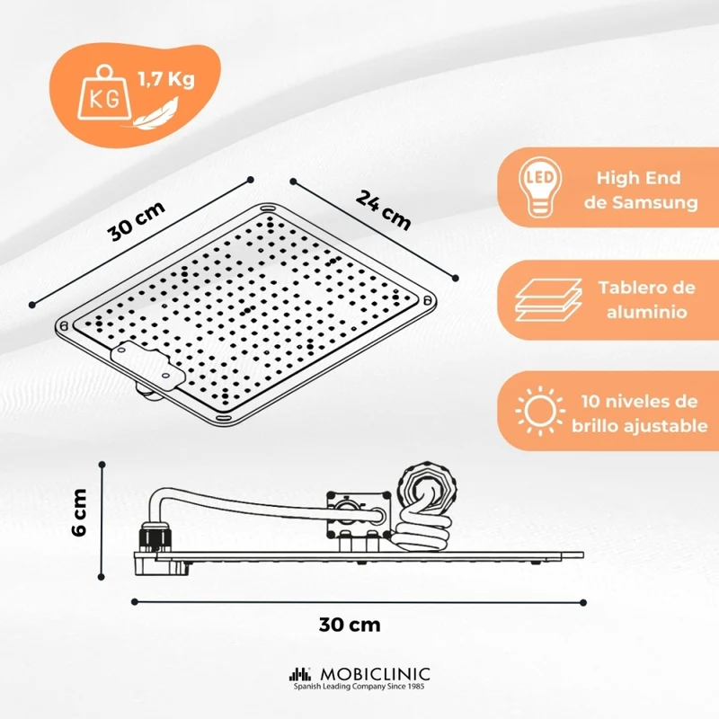 Wachstumslampe | LED | 700W | Weiß |Dimmfunktion | 10 Helligkeitsstufen | Effizienz | Wachstumslicht | Mobiclinic