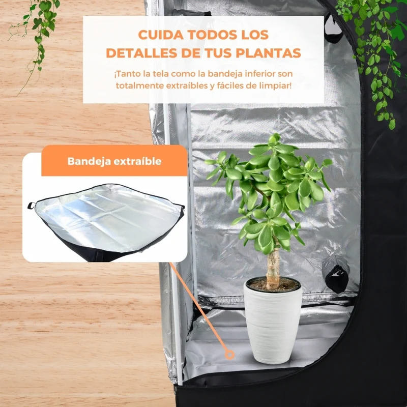 Growzelt | Wasserdicht | Schwarz | Nylon | Max. Belastung 28 kg | Abnehmbarer Boden | Haltestangen | Growbox | Mobiclinic