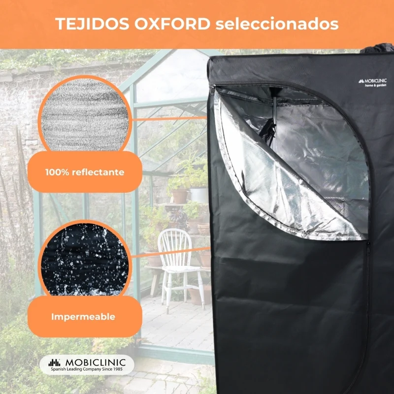 Growzelt | Wasserdicht | Schwarz | Nylon | Max. Belastung 28 kg | Abnehmbarer Boden | Haltestangen | Growbox | Mobiclinic