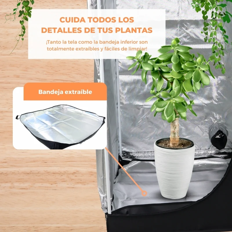 Growzelt | Wasserdicht | Schwarz | Nylon | Max. Belastung 28 kg | Abnehmbarer Boden | Haltestangen | Growbox | Mobiclinic