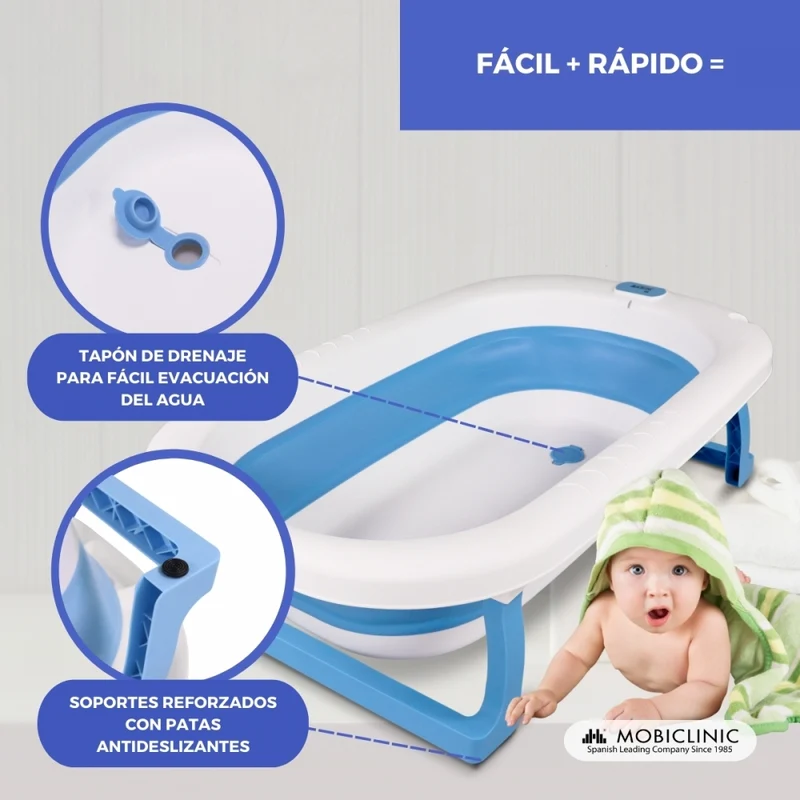 Kinderbadewanne | Faltbar | Kompakt | Rutschfest | Mit Beinen | Blau | Bubba | Mobiclinic