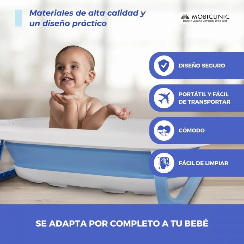 Kinderbadewanne | Faltbar | Kompakt | Rutschfest | Mit Beinen | Blau | Bubba | Mobiclinic
