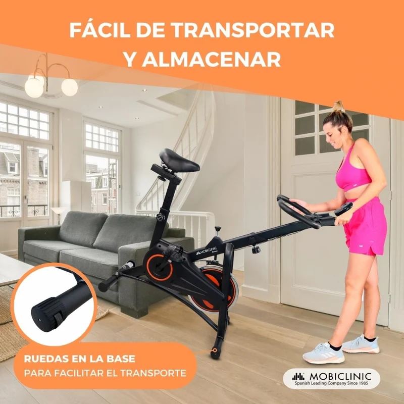 Heimtrainer | Schwungrad 10 kg | Verstellbar | Mit Rädern | LCD-Display | Max. 120kg | Makalu | Mobiclinic